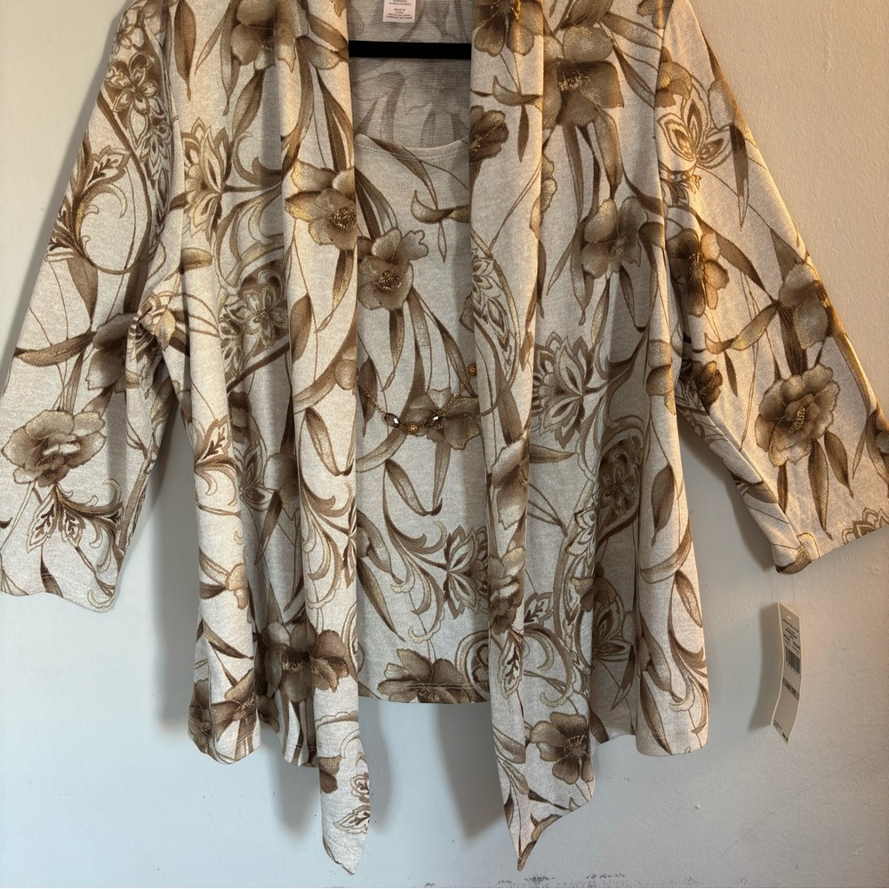 Alfred Dunner lightweight sweater with floral print and 3/4 sleeves, size 1x - Picture 7 of 16